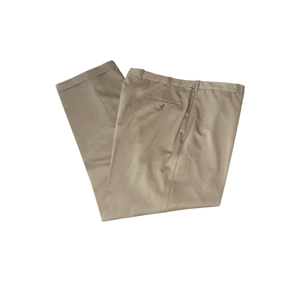Burberry London Mens Tan Khaki Herringbone Dress Pants Slacks 38x28